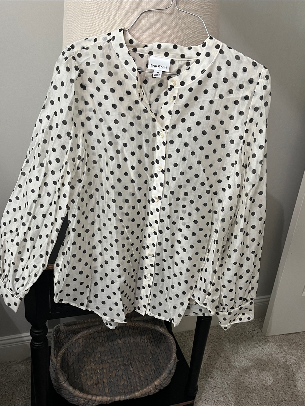 Bailey 44 Women's White Polka Dot Button-Up Blouse